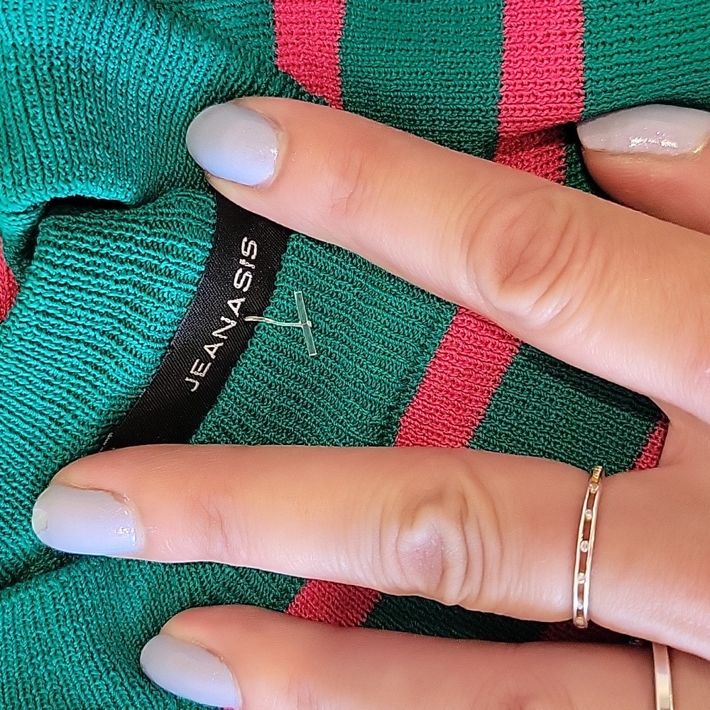 Classic Striped Crewneck Sweater - Green & Pink - Picture 7 of 9